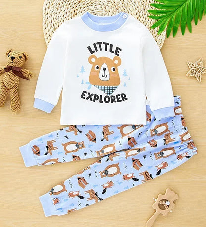 Pigiama in Cotone per Bambini con Maglia a Maniche Lunghe e Pantaloni – Completo Morbido da Casa