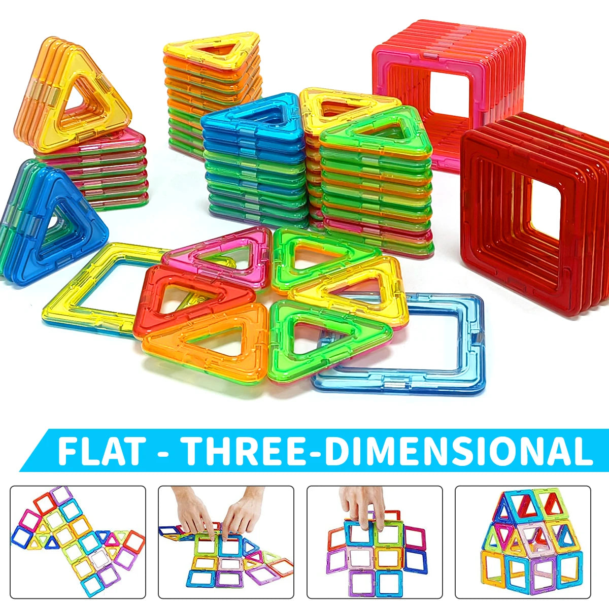 Costruzioni Magnetiche Colorate – Gioco Creativo di Forme Geometriche 32/56 Pezzi