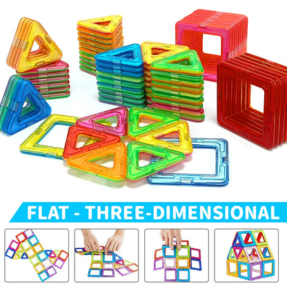 Costruzioni Magnetiche Colorate – Gioco Creativo di Forme Geometriche 32/56 Pezzi