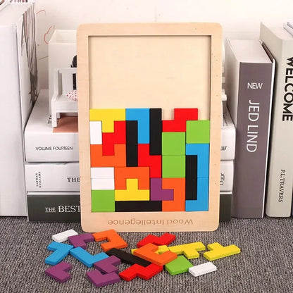 Puzzle Creativo in Legno con Forme Geometriche – Gioco Educativo di Logica e Composizione