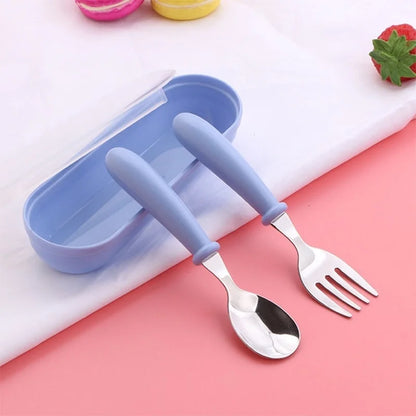 Set Posate Bambino in Acciaio Inox con Custodia – Cucchiaio e Forchetta 2+ Anni