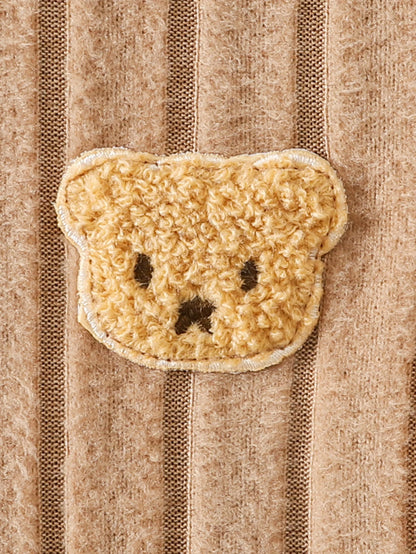 Completo Bimbo Teddy a Coste Elasticizzato – Maglia e Pantaloni con Orsetto