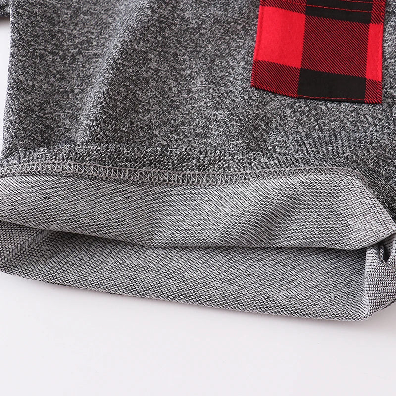 Felpa Leggera con Cappuccio Bambino 100% Cotone – Maglia a Maniche Lunghe con Dettagli a Quadri