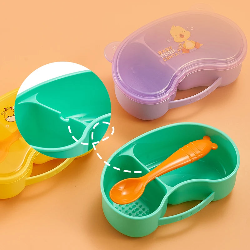 Contenitore Pappa e Svezzamento 300 ml - Lunch Box con 2 Scomparti e Cucchiaino