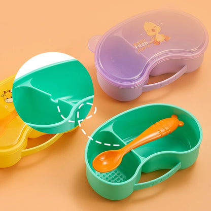 Contenitore Pappa e Svezzamento 300 ml - Lunch Box con 2 Scomparti e Cucchiaino