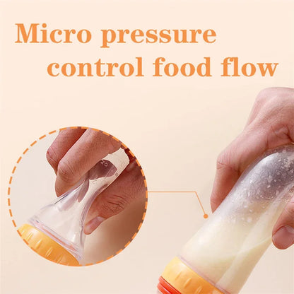 Cucchiaio Dosatore per Pappa 90 ml – Biberon Spremibile in Silicone per Svezzamento con Supporto