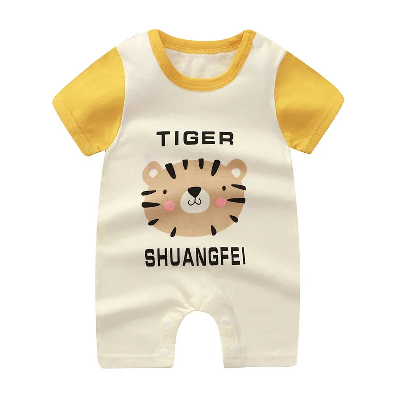 Pagliaccetto in Cotone per Neonato – Tutina a Maniche Corte con Stampe, Body Intero Unisex per Neonati