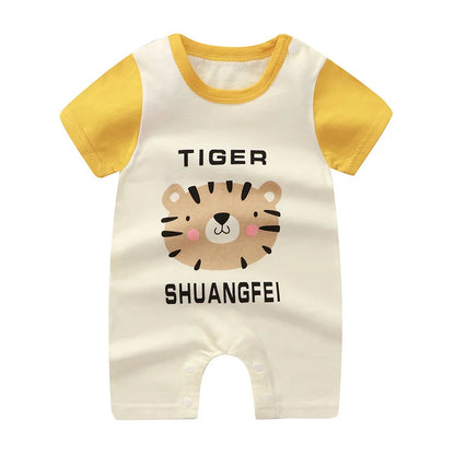 Pagliaccetto in Cotone per Neonato – Tutina a Maniche Corte con Stampe, Body Intero Unisex per Neonati