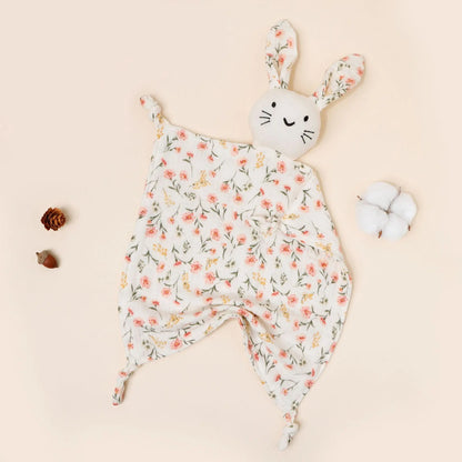 Copertina Doudou per Neonati in Mussola di Cotone – Coniglietto con Orecchie a Fantasia