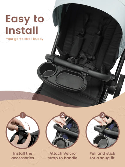 Vassoio Organizer Universale 3 in 1 per Passeggino con Portabicchiere