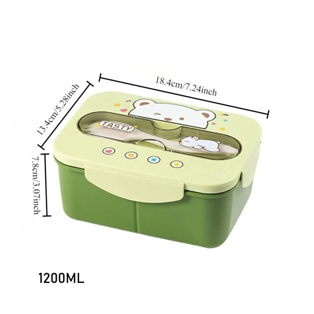 Portapranzo Bambini 1200 ml con Scomparti e Forchetta Integrata – Lunch Box con Chiusura Ermetica