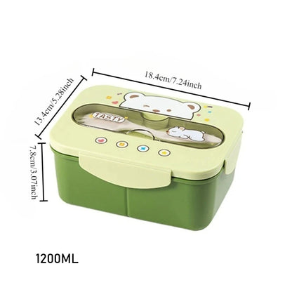 Portapranzo Bambini 1200 ml con Scomparti e Forchetta Integrata – Lunch Box con Chiusura Ermetica