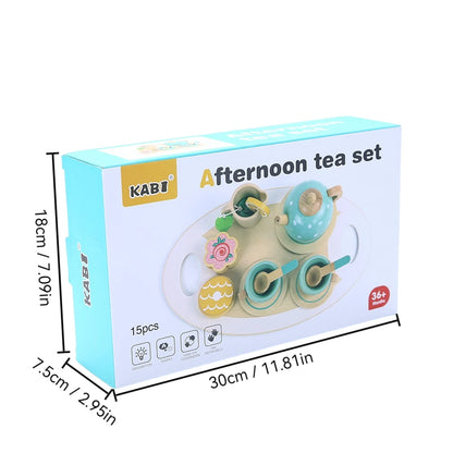 Set da Tè in Legno per Bambini – Servizio da Tè Giocattolo con Dolcetti, Gioco di Ruolo Educativo 3+ Anni
