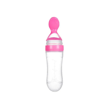 Cucchiaio Dosatore per Pappa 90 ml – Biberon Spremibile in Silicone per Svezzamento con Supporto