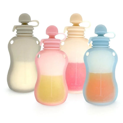 Biberon e Contenitore Multifunzione in Silicone 150 ml – Latte, Pappe e Frullati
