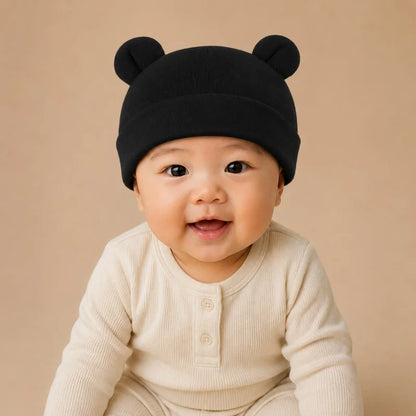 Cappellino Neonato in Cotone con Orecchiette – Berretto Morbido Elasticizzato 0-12 Mesi