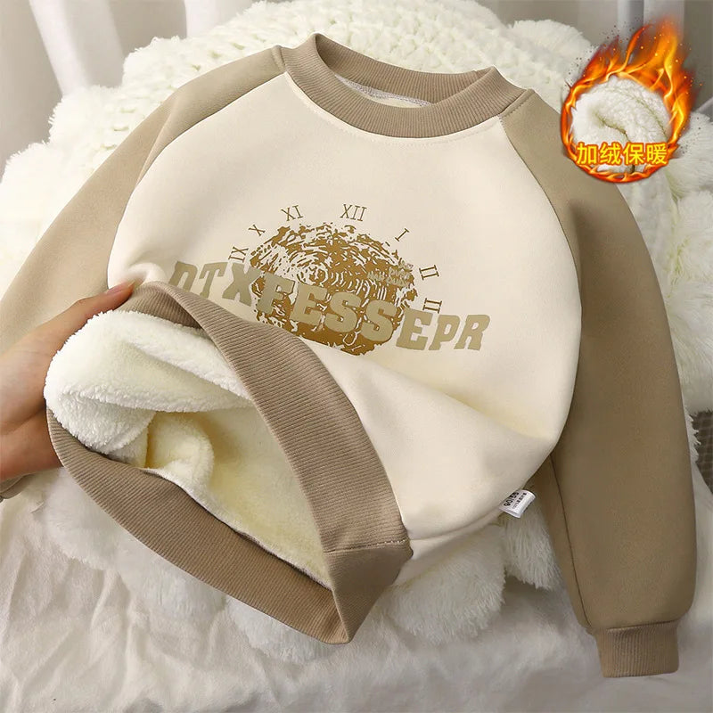 Felpa Invernale Bambino e Bambina Girocollo – Interno in Pile Effetto Agnellino