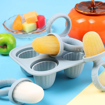 Stampi per Mini Ghiaccioli Bambini in Silicone – Set Riutilizzabile con Manici per Frutta, Yogurt e Latte Materno