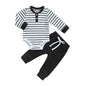 Completo Neonato e Bambino 2 Pezzi – Body a Righe e Pantaloni Lunghi Autunno Inverno