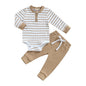 Completo Neonato e Bambino 2 Pezzi – Body a Righe e Pantaloni Lunghi Autunno Inverno