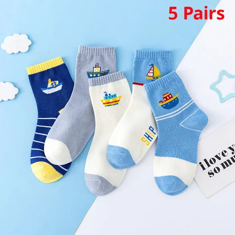 Set 5 Paia di Calzini Fantasia in Cotone per Bambini