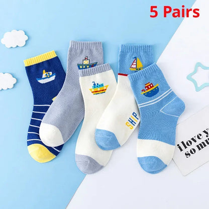 Set 5 Paia di Calzini Fantasia in Cotone per Bambini
