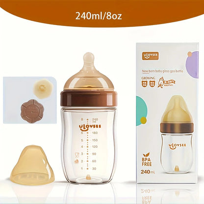 Biberon Anticolica in Vetro Borosilicato con Tettarella in Silicone BPA Free – Collo Largo 120/160/240 ml