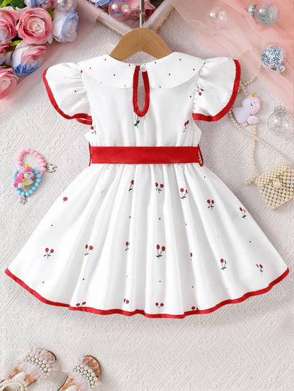 Abito Leggero da Bambina – Vestito con Fiocco e Colletto, 6 Mesi-3 Anni