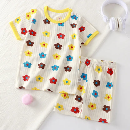 Pigiama Bambino Leggero 2 Pezzi con T-Shirt e Pantaloncini Fantasia