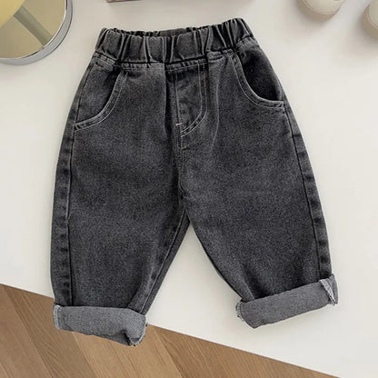 Jeans Morbidi per Bambini con Vita Elasticizzata – Pantaloni in Denim a Gamba Ampia Unisex