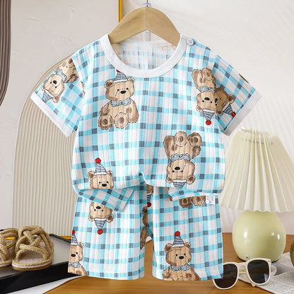 Pigiama Bambino Leggero 2 Pezzi con T-Shirt e Pantaloncini Fantasia