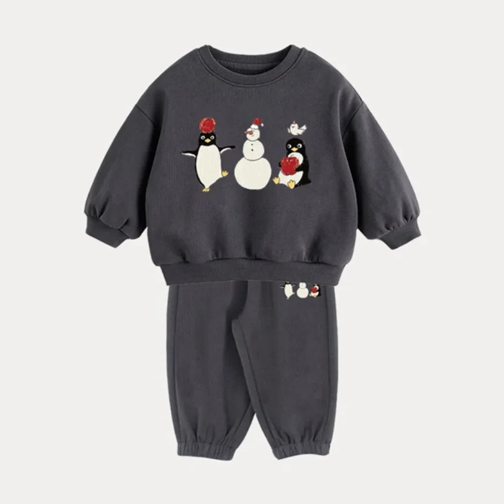 Completo Felpato Bambino e Bambina con Felpa e Pantaloni | Tuta Invernale in Cotone 0-6 Anni