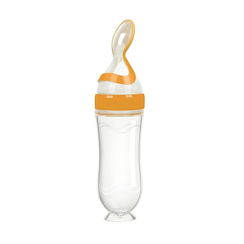 Cucchiaio Dosatore per Pappa 90 ml – Biberon Spremibile in Silicone per Svezzamento con Supporto