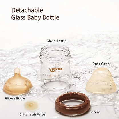 Biberon Anticolica in Vetro Borosilicato con Tettarella in Silicone BPA Free – Collo Largo 120/160/240 ml