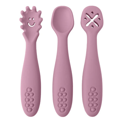 Set 3 Posatine in Silicone per Svezzamento e Autosvezzamento – Prime Posate per Neonato