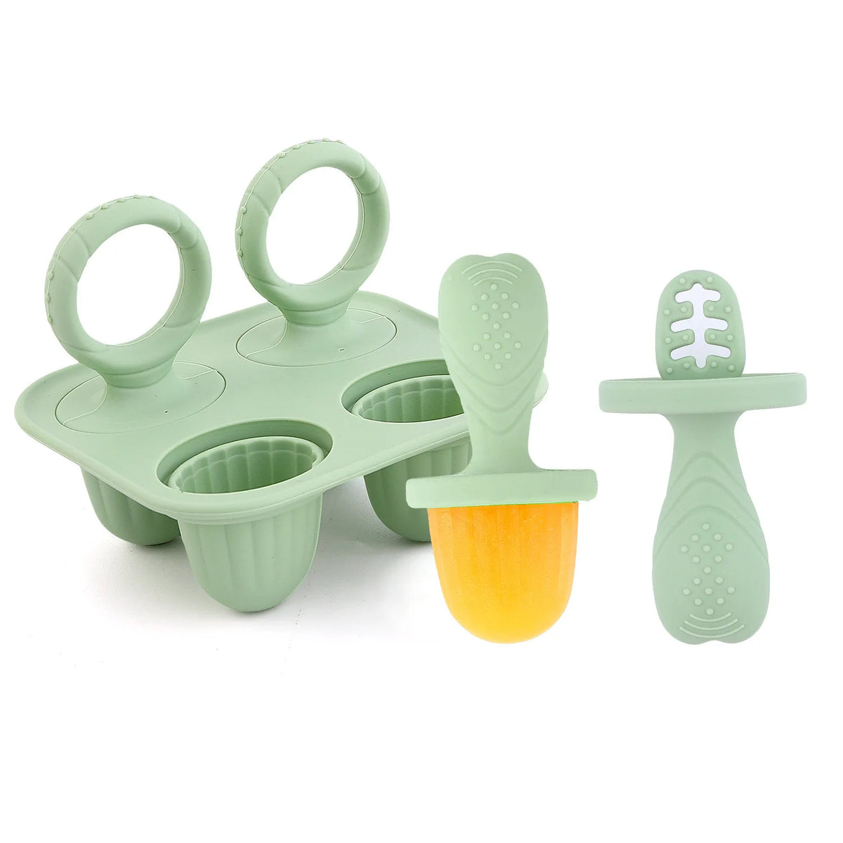 Stampi per Mini Ghiaccioli Bambini in Silicone – Set Riutilizzabile con Manici per Frutta, Yogurt e Latte Materno