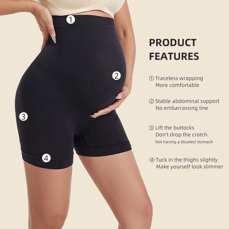 Boxer Premaman a Vita Alta Senza Cuciture – Slip Intimo Gravidanza Elasticizzato con Fascia Addominale