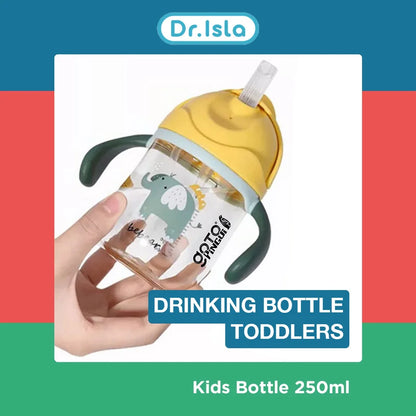 Bicchiere con Cannuccia per Bambini 250 ml – Tazza Antigoccia con Doppio Manico e Bevitura a 360°