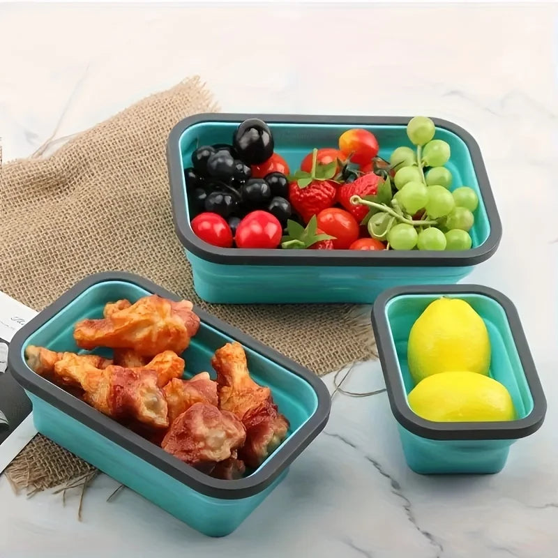 Contenitore Pappa Pieghevole in Silicone – Lunch Box Salvaspazio per Bambini e Mamme, Singolo o Set 4 Pezzi