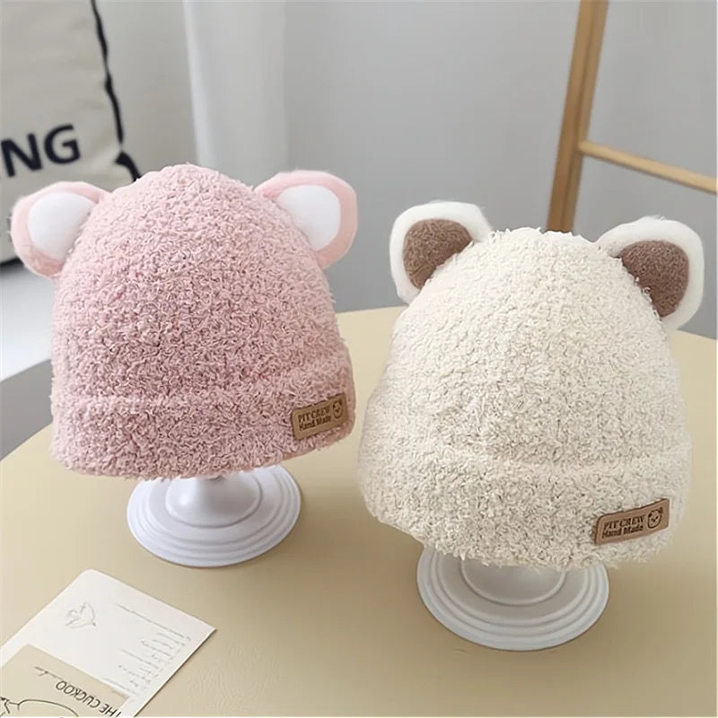 Berretto Bambino in Cotone con Orecchie da Animaletto – Cappello Caldo Elasticizzato 1–3 Anni