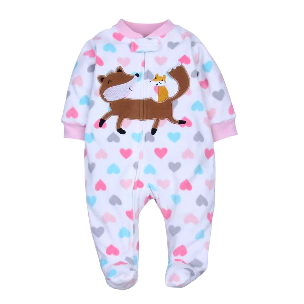 Tutina Calda in Pile con Cerniera e Stampe Animali per Bambini