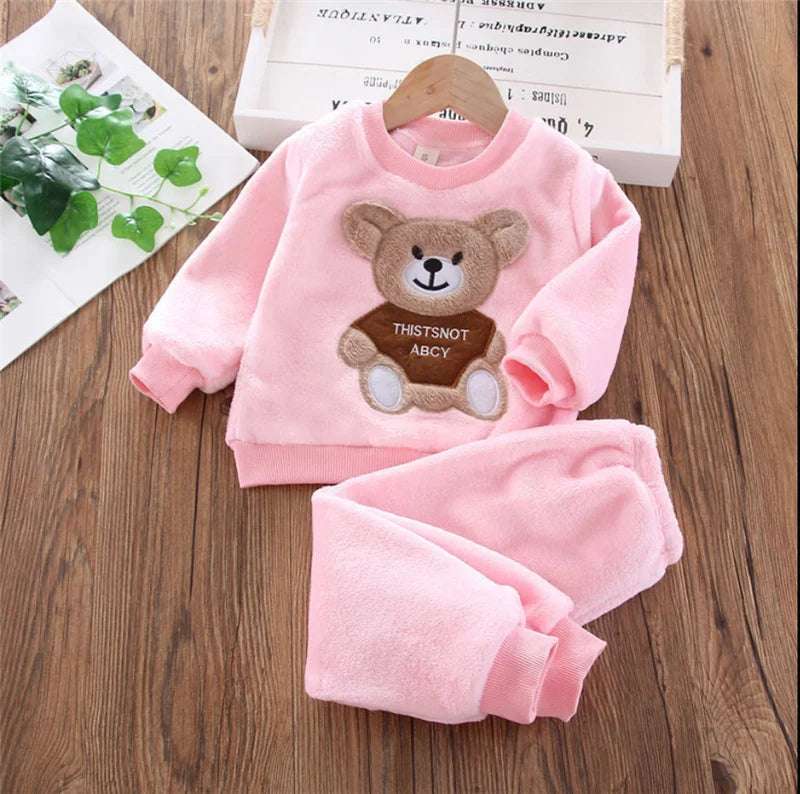 Completo Invernale Bambino e Bambina 3 Pezzi – Tuta con Felpa, Pantaloni e Gilet con Cappuccio e Orsetti