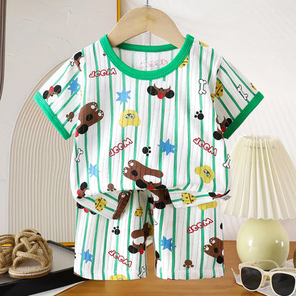 Pigiama Bambino Leggero 2 Pezzi con T-Shirt e Pantaloncini Fantasia