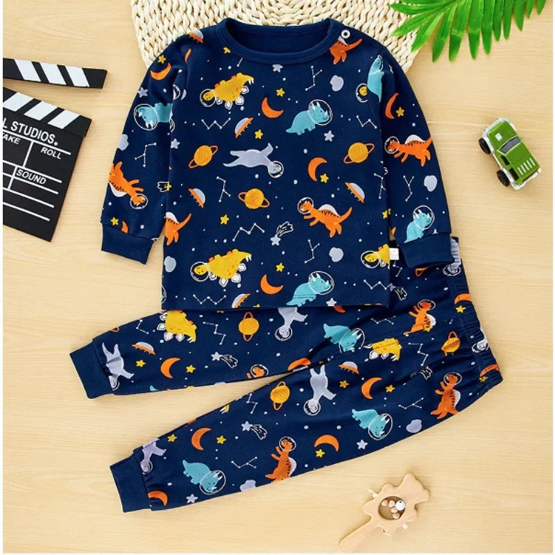 Pigiama in Cotone per Bambini con Maglia a Maniche Lunghe e Pantaloni – Completo Morbido da Casa