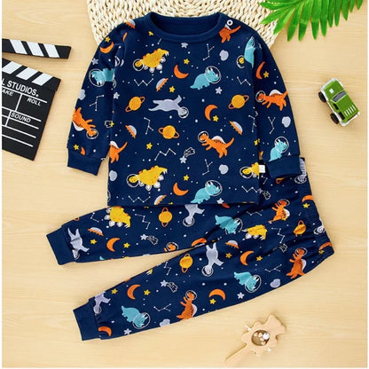 Pigiama in Cotone per Bambini con Maglia a Maniche Lunghe e Pantaloni – Completo Morbido da Casa