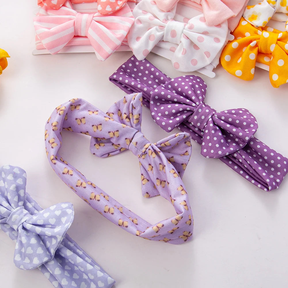 Set 3 Fasce Elastiche con Fiocco per Neonata e Bambina