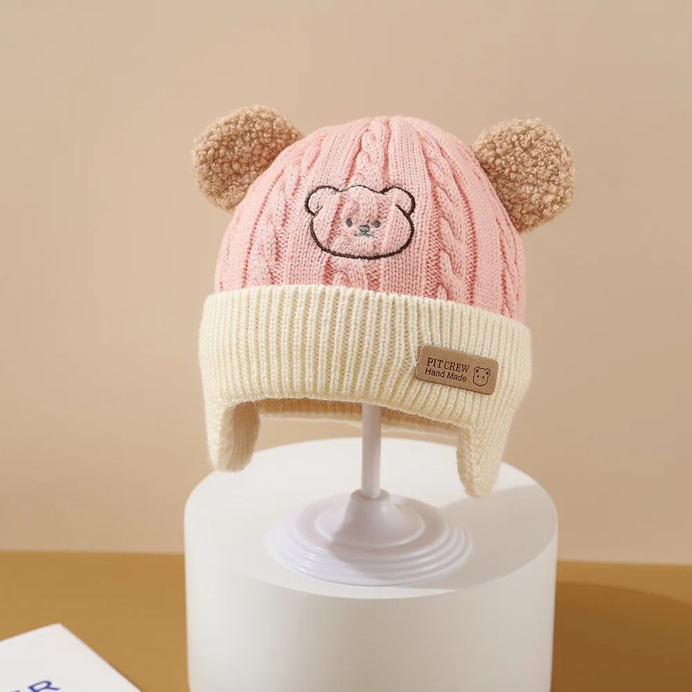 Cappello Invernale Bambino con Paraorecchie – Berretto in Maglia Foderato con Orecchie da Orsetto