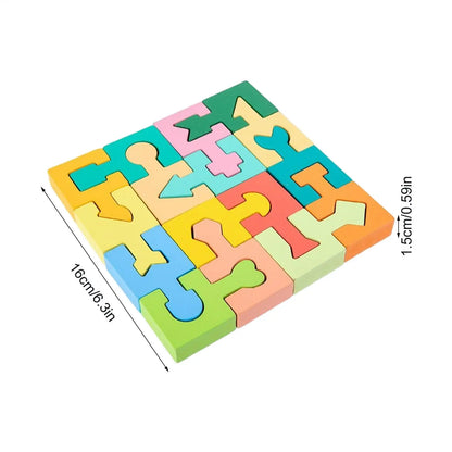 Puzzle Geometrico in Legno 16 Pezzi – Gioco di Logica e Abbinamento delle Forme