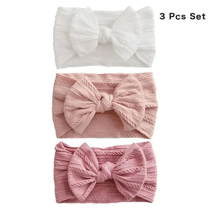 Set 3 Fasce per Capelli Neonata e Bambina con Fiocco – Morbide ed Elastiche