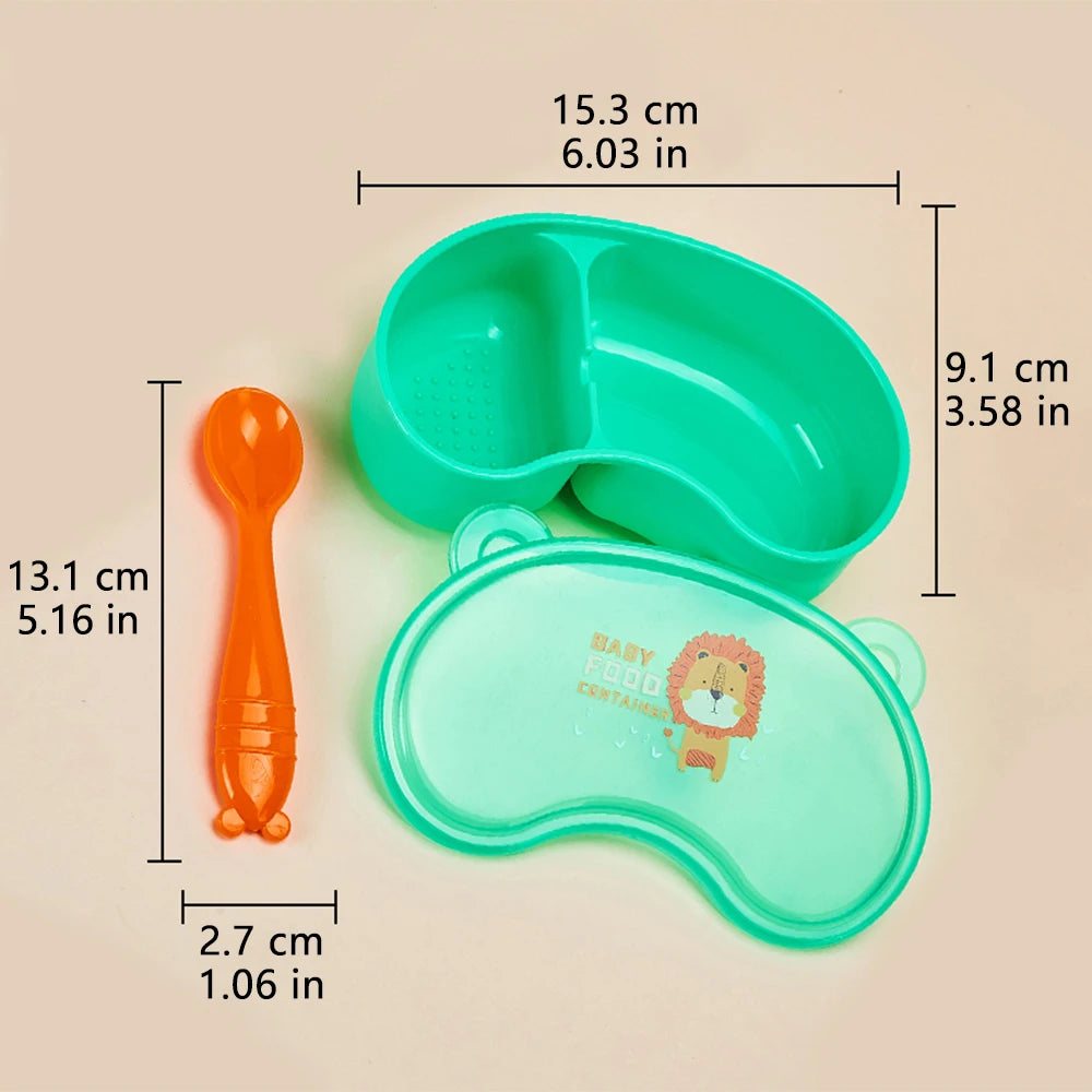 Contenitore Pappa e Svezzamento 300 ml - Lunch Box con 2 Scomparti e Cucchiaino